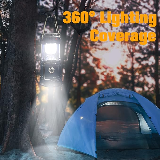 Collapsible Portable LED Camping Lantern XTAUTO Lightweight Waterproof Solar USB Rechargeable LED Flashlight Survival Kits for Indoor Outdoor Home Emergency Light Power Outages Hiking Hurricane 4-Pack - Image 4