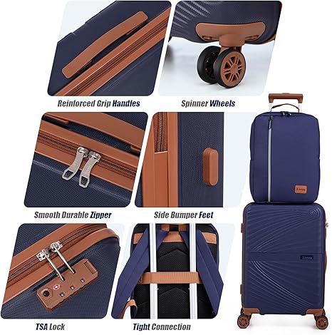 Luggage Sets 3 Piece, Suitcases with Wheels, ABS Hard Case Luggage with TSA Lock Spinner Wheels, Carry On Luggage Set (20inch) - Image 3